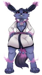 ankle_tuft anthro arm_tuft asian_clothing bead_necklace bulge chachan_(artist) cheek_tuft clothing ear_tuft east_asian_clothing eevee eeveelution facial_tuft fangs fangs_bared flaming_ears generation_1_pokemon hi_res izanami_(eevee) japanese_clothing kimono leg_tuft looking_at_viewer male male_only nintendo pokemon pokemon_(species) sash solo tail_beads talisman teeth tuft wrist_tuft