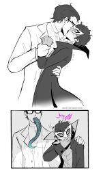 age_difference akira_kurusu brainwashing closed_eyes clothing drool drooling extreme_french_kiss french_kiss french_kissing glasses gloves human kiss kissing long_tongue making_out male/male male_only maruki_takuto mercurialcrown noncon pale_skin persona persona_5 phantom_thief_suit ren_amamiya restrained shocked shocked_expression size_difference spit tentacle_in_mouth tentacle_tongue throat_bulge tongue tongue_kiss tongue_out yaoi