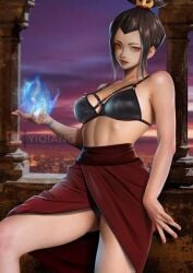 1girls avatar_legends avatar_the_last_airbender azula crown_braid female female_only fire_nation firebending looking_at_viewer princess solo yellow_eyes yiqiang