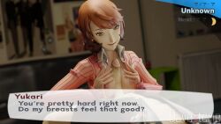 1boy 1girls 3d atlus brown_eyes cum davesterie english_text female male megami_tensei nipples open_clothes paizuri penis persona persona_3 precum short_hair smile text uncensored yukari_takeba