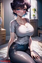 1girls ai_generated big_breasts big_thighs blush breasts busty clothed clothed_female clothing female female_only huge_breasts huge_thighs komi-san_wa_komyushou_desu komi_shuuko kosmos1s large_breasts large_thighs mature_female milf short_hair solo solo_female thick_thighs thighs voluptuous