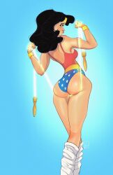 1girls amazon ass ass_focus ass_overhang ass_worship black_hair bracelets butt_cheeks butt_crack butt_focus clothed clothing dat_ass dc dc_comics dcau diana_prince female female_only heroine lasso_of_truth leotard light-skinned_female light_skin mostly_clothed narrow_waist noah_eisenman simple_background solo solo_female superheroine tight_clothing under_butt underass underbutt wonder_woman wonder_woman_(series)