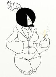 bomb breasts friday_night_funkin hips hoodie humanized looking_at_viewer rule_63 thighs unzipped_hoodie unzipped_jacket whitty_(friday_night_funkin) wide_hips