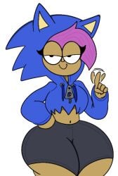 cartoon_network curvaceous curvy curvy_figure enid female looking_at_viewer ok_k.o.!_let's_be_heroes purple_hair purple_hair_female solo solo_female sonic_(cosplay) sonic_(series) theslashfive thick_legs thick_thighs white_background