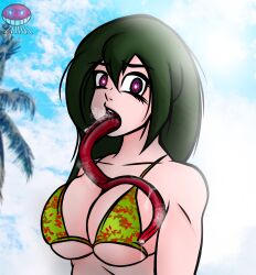 1girls ahe_gao ahe_gao asui_tsuyu big_breasts big_breasts bikini boku_no_hero_academia female female_focus female_only frog_girl glowing_eyes horny horny_female looking_at_viewer my_hero_academia thick tongue tongue_out tsuyu_asui zirot