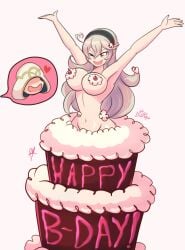 1girls absurd_res absurdres artist_name birthday birthday_cake blonde_hair cake corrin_(fire_emblem) corrin_(fire_emblem)_(female) female female_focus fire_emblem fire_emblem_fates fire_emblem_heroes food_censorship hair_ornament hairband heart hi_res highres kiran_(fire_emblem) large_breasts long_hair nintendo oerba_yun_fang raydango red_eyes watermark