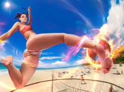 1girls avatar_the_last_airbender azula beach demonlorddante erect_nipples female_focus outdoors panties princess sport swimsuit volleyball