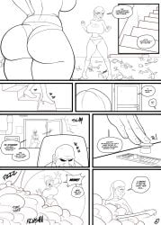 2girls big_ass big_breasts big_butt black_and_white comic dantheman female female_focus helen_parr monochrome page_3 parvad text the_incredibles violet_parr