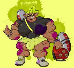 69yano69 abs bodybuilder bulge furry hyper_muscles inkling_boy male male_only muscle muscles muscular muscular_arms muscular_male pecs splatoon splatoon_(series) tight_clothing