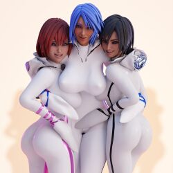 2023 3girls aqua_(kingdom_hearts) ass big_ass big_breasts big_butt breasts bubble_ass bubble_butt disney dusk_(kingdom_hearts) female female_only kairi kingdom_hearts kingdom_hearts_iii masterdan masterdansdojo multiple_girls nobody_(kingdom_hearts) photoshoot square_enix thick_ass thick_butt thick_thighs xion