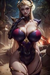 1girls ai_generated blonde_hair curvaceous curvy_body curvy_female curvy_figure evelynn female_focus female_only huge_breasts league_of_legends long_hair seductive_look stable_diffusion unartist