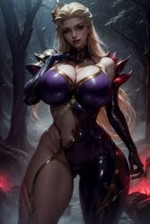 1girls ai_generated curvaceous curvy_body curvy_female curvy_figure evelynn huge_breasts league_of_legends long_hair seductive_look solo_female solo_focus stable_diffusion unartist