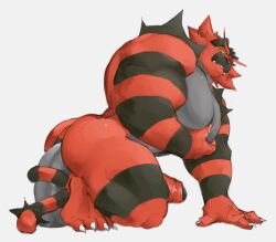 1boy anal anal_sex anthro ass big_butt big_dildo blush boner dildo erection felid fur gay gay_anal generation_7_pokemon genitals hi_res humanoid humanoid_genitalia humanoid_penis incineroar male male_only mammal muscular muscular_anthro muscular_male nintendo nude pecs penetration penis phosbara pokemon pokemon_(species) red_body red_fur sex sex_toy simple_background solo