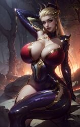 1girls ai_generated blonde_hair curvaceous curvy_body curvy_female curvy_figure evelynn female_focus female_only huge_breasts league_of_legends long_hair solo_female solo_focus stable_diffusion unartist