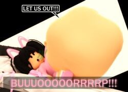 1girls 3d ac1dical belch belly big_belly big_burp black_hair burp burping roblox robloxian text urp vore vore_belly