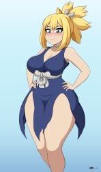 1girls aizalter big_breasts big_thighs blonde_hair blush breasts dr.stone female female_only huge_thighs kohaku_(dr.stone) large_thighs solo solo_female thick_thighs thighs