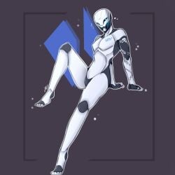 2d ambiguous_gender blue_eyes bungie curvy curvy_figure destiny_(game) destiny_2 exo featureless_chest featureless_crotch gray_background heart looking_at_viewer monty_nsfw monty_smug nude robot robot_humanoid skinny video_games white_body