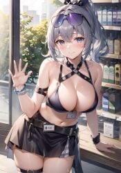 1girls ai_generated curvaceous curvy_body curvy_female curvy_figure eyewear_on_head female_focus honkai:_star_rail huge_breasts silver_wolf_(honkai:_star_rail) solo_female solo_focus stable_diffusion sunglasses_on_head yuanyuan yuanyuan_ai