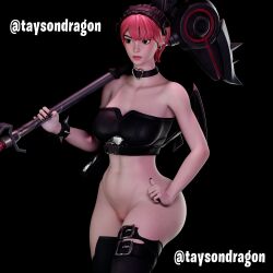 3d fortnite goth_girl jacket looking_at_viewer mina_park_(fortnite) nude open_jacket panties pose posing rooftop taysondragon