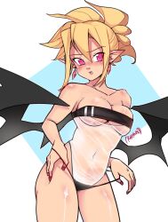 1girls blush breasts cleavage disgaea disgaea_2 female female_only gris_swimsuit large_breasts nippon_ichi_software puffphox revealing_clothes rozalin see-through_clothing skimpy_swimwear swimsuit underboob