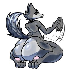 ambiguous_gender anthro anthro_only ass big_ass big_butt collar commission fat_ass fat_butt nanodude78 nude slap slapping slapping_ass slapping_butt tagme wolf wolf_ears wolf_humanoid wolf_tail