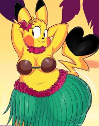 1girls anthro big_breasts blackmore bm_lewd breasts cosplay_pikachu female female_only nintendo pikachu pokemon pokemon_(species) solo thick_thighs wide_hips