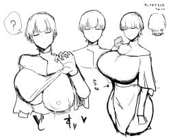 1girls 2d ? big_breasts blind breasts breasts_bigger_than_head breasts_out closed_eyes emotionless expressionless female female_focus female_only fujou_joshi nipples nun one_breast_out short_hair sisters