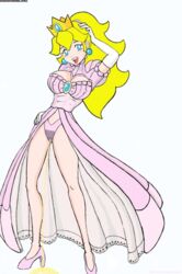 clothing dress edit erect_nipples erect_nipples_under_clothes golden_shower large_breasts mario_(series) nintendo panties panty_pee peeing peeing_panties peeing_self princess_peach rfswitched uncensored urine watersports wetting