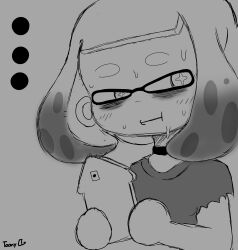 1girls confused confusion lewdtoonyguy monochrome pearl_(splatoon) sfw splatoon splatoon_(series) splatoon_2