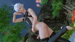 2023 alphinaud_leveilleur background black_dress black_nails feet femboy final_fantasy_xiv girly posing stirrup_legwear tagme