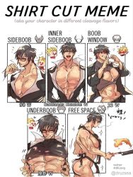 1boy apron gay human humanoid male male_focus male_only meme meme_attire moobs muscular muscular_male nicholas_d_wolfwood no_visible_genitalia pecs shirt_cut_meme trigun vash_the_stampede wolfwood