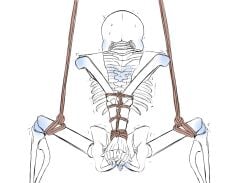 animated_skeleton back_view bondage bound_arms bound_hands bound_legs bound_wrists completely_naked completely_nude legs_apart legs_spread naked nsfwgarbagedump_(artist) nude rope rope_bondage sans skeleton solo spread_legs sweat tied_arms tied_hands tied_legs tied_up undertale undertale_(series) white_background