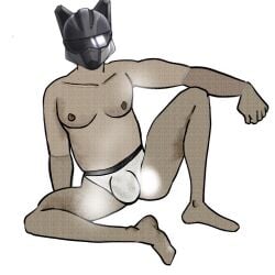 1boy bulge bulge_through_clothing danganronpa dawson_jett fanganronpa male male_only mask masked masked_male mimsicall musk musk_clouds musky_balls project:_eden's_garden smooth_skin solo underwear wolf_mask