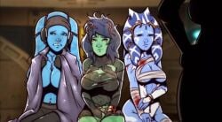 3girls alenya_hirani alien bandage beaten blood dave_cheung defeated defeated_heroine female femsub kelana_rin mirialan multiple_girls multiple_subs navel_piercing sad star_wars star_wars:_the_old_republic star_wars_legends togruta twi'lek yara_larso