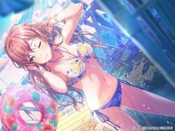 1girls bang_dream! bikini breasts female female_only imai_lisa official_art one_eye_closed shower showering solo solo_female