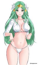 1girls ass_visible_through_thighs bare_thighs breasts cleavage female female_only fire_emblem fire_emblem:_three_houses green_eyes green_hair langspower large_breasts looking_at_viewer nintendo panties rhea_(fire_emblem) solo thighs underwear white_panties