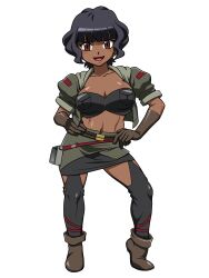 beyblade beyblade_metal_masters black_hair dark-skinned_female dark_skin garou_damenade gloves metal_fight_beyblade selen_garcia short_hair stockings tagme young_woman