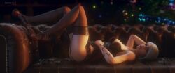 1girls 3d alternate_version_available ashe_(overwatch) black_lingerie black_stockings blender blizzard_entertainment blurry blurry_background bottomwear bra breasts couch detailed_background elizabeth_caledonia_ashe female female_focus female_only highres laying_on_back legwear light-skinned_female light_skin lingerie long_hair looking_at_viewer medium_breasts on_back on_couch overwatch overwatch_2 pose posing presenting shoes solo solo_focus stockings tattoo tattoo_on_arm tattooed_arm topwear vgerotica watermark white_hair