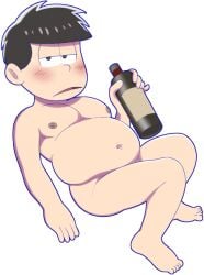 black_hair chubby drink drooling feet jerseydevil male male_focus male_only matsuno_ichimatsu moobs osomatsu-kun osomatsu-san solo sweat