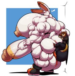 big_ass bobert furry hyper hyper_cock hyper_genitalia hyper_penis hyper_testicles male male_only muscle muscles muscular muscular_arms muscular_male pecs pokemon pokemon_(species) scorbunny