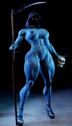 1girls 3d athletic athletic_female big_breasts blue-skinned_female blue_body blue_skin bottom_heavy breasts busty curvaceous curvy curvy_figure death_(personification) digital_media_(artwork) eyebrows eyelashes eyes female female_focus female_only fit fit_female grim_reaper grim_reapress grimmy_(sevenarts) hair high_heels hips hourglass_figure huge_breasts large_breasts legs lips mature mature_female muscle muscles muscular muscular_female original original_character platform_heels round_ass round_breasts round_butt sevenarts thesevenartsx thick thick_legs thick_thighs thighs toned toned_body toned_female top_heavy underboob upper_body viewed_from_below voluptuous waist wide_hips