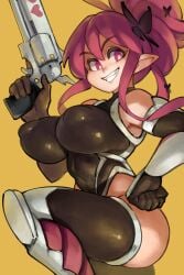 breasts disgaea disgaea_5 gun large_breasts nipple_bulge nippon_ichi_software seraphina_(disgaea) thick_thighs thighs zako_(arvinry)