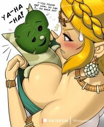 1girls ass big_breasts blonde_hair blue_eyes blush braid braided_hair breasts cleavage english_text female korok large_breasts medium_breasts medium_hair nintendo pointy_ears princess_zelda tears_of_the_kingdom text the_legend_of_zelda the_legend_of_zelda:_tears_of_the_kingdom whisperfoot zelda_(tears_of_the_kingdom) zonai_outfit