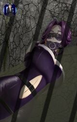 arms_behind_back bondage bossbb41 breasts captured collar did dress gag gagged hobble_dress hobble_skirt humiliation latex milf mirelia_q_melromarc mother purple_eyes purple_hair queen tate_no_yuusha_no_nariagari the_rising_of_the_shield_hero