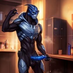 ai_generated alien alien_penis balls big_penis blue_penis detailed_background garrus_vakarian male male_only mass_effect muscular_male musk musk_clouds musky_balls musky_cock notagaylizard nude nude_male on_back penis precum precum_drip presenting solo sweat sweating sweaty tagme turian