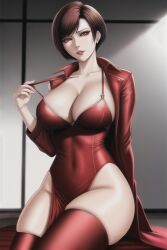 ada_wong ai_generated aiangron big_breasts red_dress red_eyes resident_evil seductive_look thick_thighs thighhighs