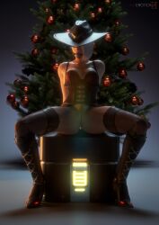 1girls 3d alternate_version_available arms_behind_back ashe_(overwatch) athletic athletic_female ball_gag black_stockings blender blizzard_entertainment bondage boots bottomless breasts bustier christmas christmas_lights christmas_tree cleavage clothed clothing cowboy_hat cowgirl cowgirl_hat elizabeth_caledonia_ashe erect_nipples female female_focus female_only half-dressed half_naked headwear highres legwear light-skinned_female light_skin lingerie lipstick lootbox medium_breasts overwatch overwatch_2 partially_clothed presenting presenting_pussy pussy pussy_lips pussy_peek red_lingerie red_lipstick shoes sitting solo solo_focus spread_legs stockings topwear vagina vgerotica watermark white_ball_gag white_hair