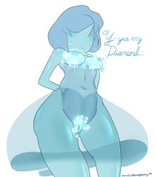 blue_body blue_hair blue_nipples blue_pearl_(steven_universe) blue_skin eye_covered female female_focus female_only hair_covering_eye incogneato medium_breasts pussy short_hair solo solo_female solo_focus steven_universe sweat thin_female white_background