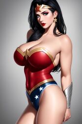 1girls ai_generated aiartshines amazon background big_breasts black_hair blue_eyes cleavage curvaceous curvy curvy_body curvy_female curvy_figure dc dc_comics diana_prince earrings female female_only hourglass_figure light-skinned_female light_skin long_hair looking_at_viewer seductive sky solo solo_female superheroine tiara vambraces voluptuous voluptuous_female water wonder_woman wonder_woman_(series)