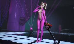 3d blonde_hair blue_eyes juliet_starling leather_suit lollipop_chainsaw missally teenager twintails